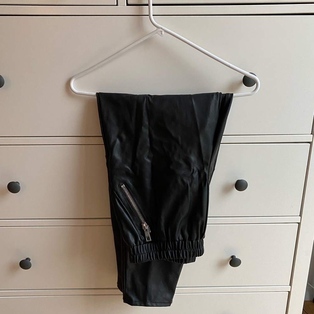 ASOS Tapered faux leather pants with zipper details